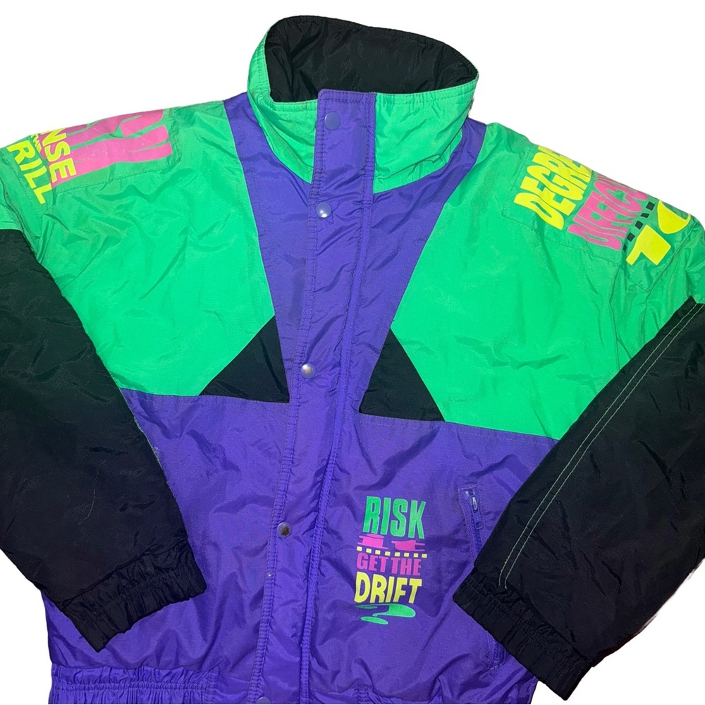 💙💖‎ Vintage 90s Steep Slopes Retro Graphic Kids Ski Winter Snow Puffer Jacket